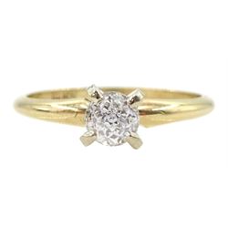 Gold single stone 'Crown of Light' diamond ring by Diamonds International, stamped 14K, diamond approx 0.50 carat