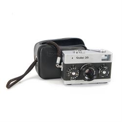 Rollei 35 35mm compact viewfinder camera made in Singapore, with Tessar 3.5/40 lens in sil...