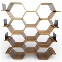 Made.com - Luka Stepan (1980-) 'Polygon' shelving unit, a contemporary walnut veneered room divider bookcase