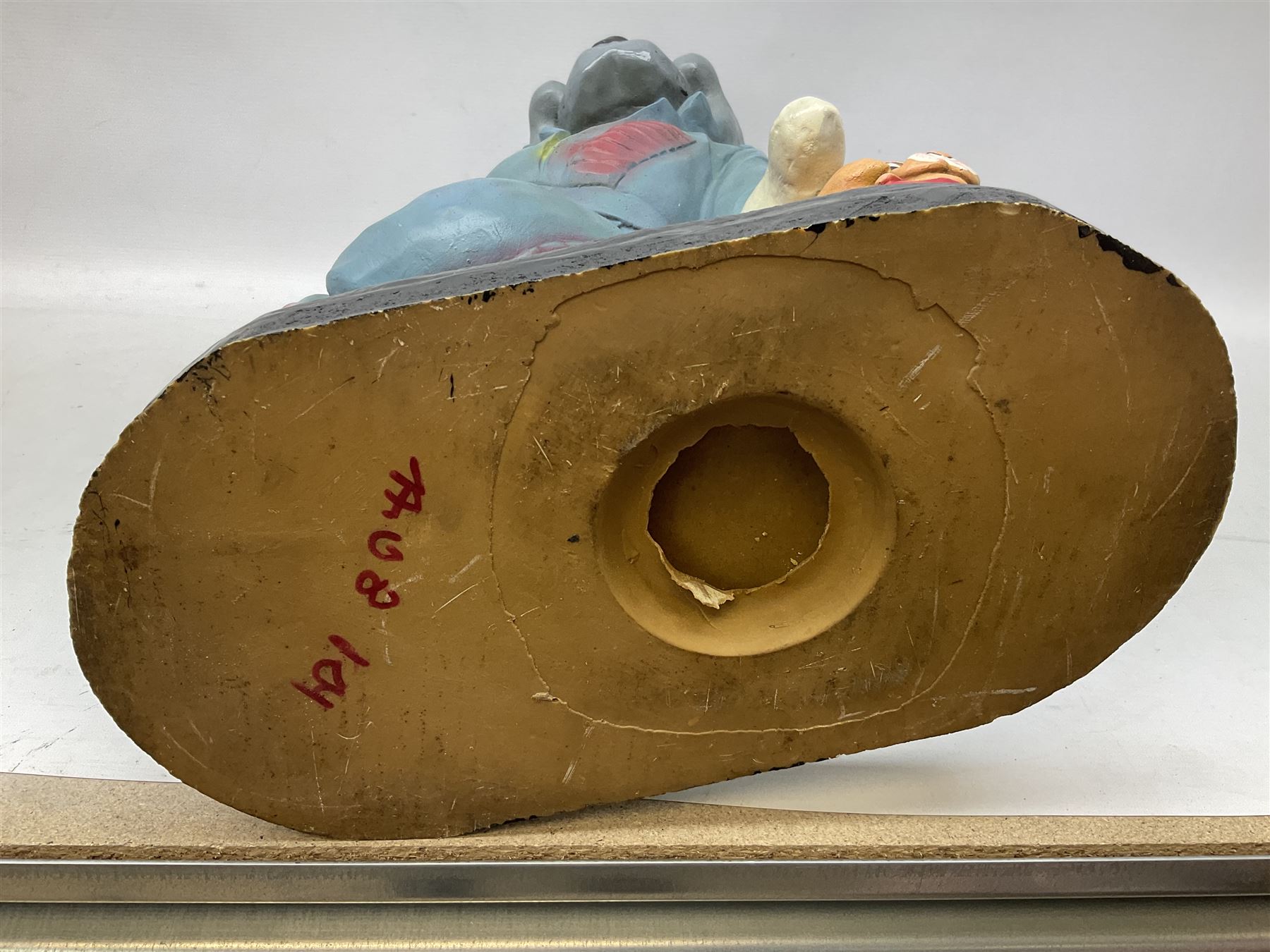 Fibreglass promotional/advertising group of Tom & Jerry, Tom standing wearing a blue track suit with his left hand resting on Jerry's head H63cm