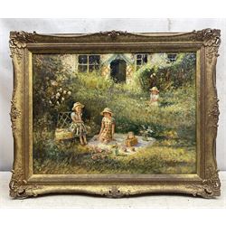 Paul J Attfield (British 1950-): Summer in the Garden, oil on canvas signed 44cm x 59cm