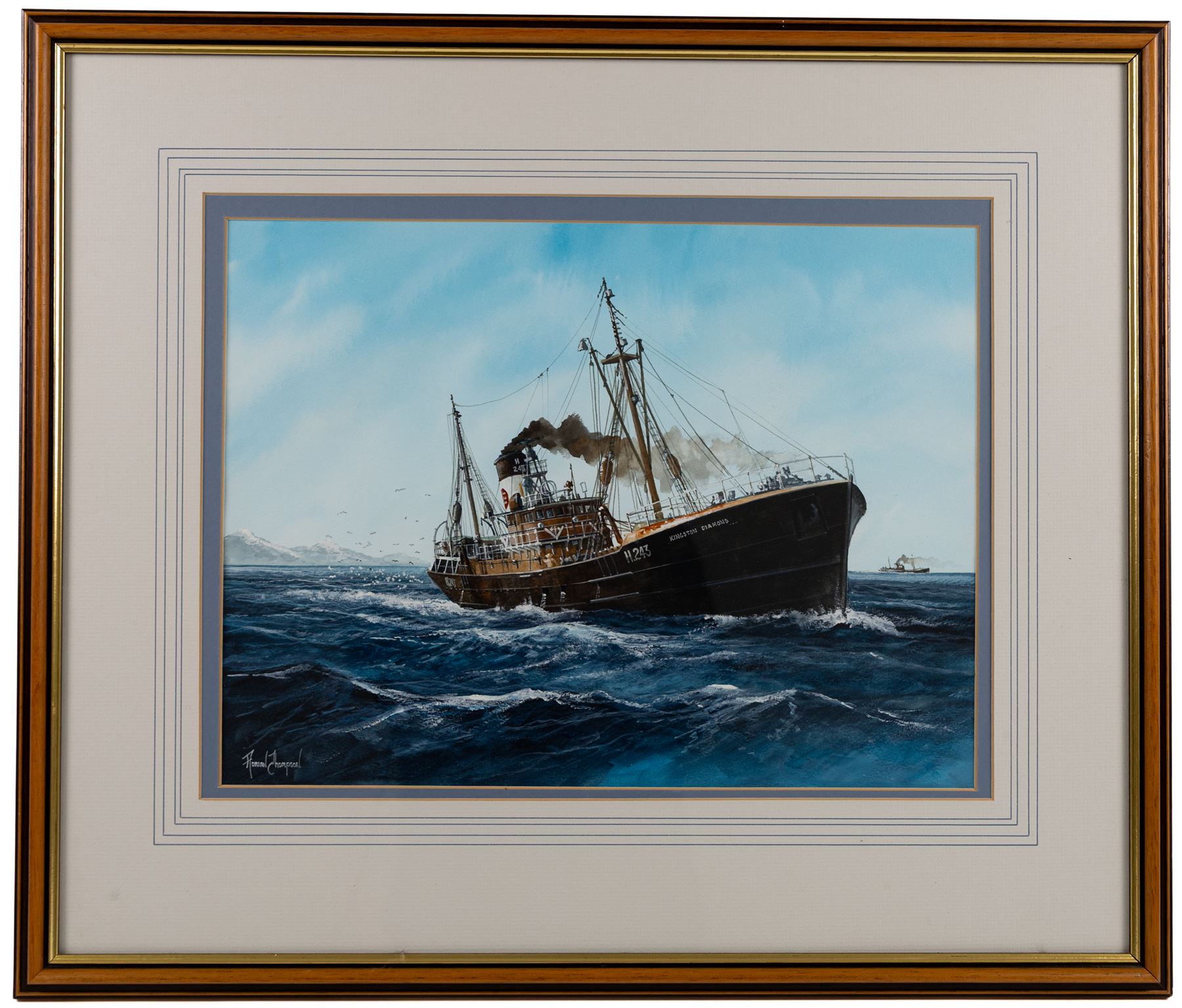 Adrian Thompson (British 1960-): The Kingston Diamond Trawler of Hull, watercolour signed 31cm x 41cm
