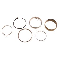 Six silver bangles, all stamped or hallmarked 