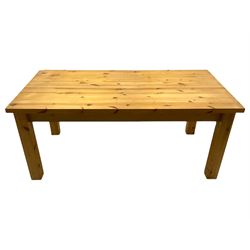 Solid pine rectangular dining table, square legs