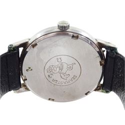 Omega Seamaster 600 gentleman's stainless steel manual wind wristwatch, Ref. 135.011, Cal. 601, serial No. 22028772, silvered dial with baton hour markers, on black leather strap, boxed