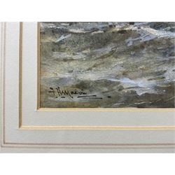 Frank Henry Mason (Staithes Group 1875-1965): Ships Returning to Calais and Shipping off the Coast, possibly St Andrews, pair watercolours heightened in white signed 15cm x 23cm (2)