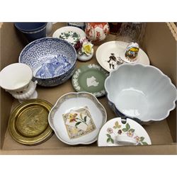 Denby part tea and dinner service, together with Wedgwood jasperware vase and other collectables, in two boxes