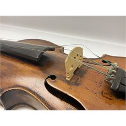 Late 19th century French trade violin with 35.5cm one-piece maple back and ribs and spruce top L59cm overall; in carrying case with bow
