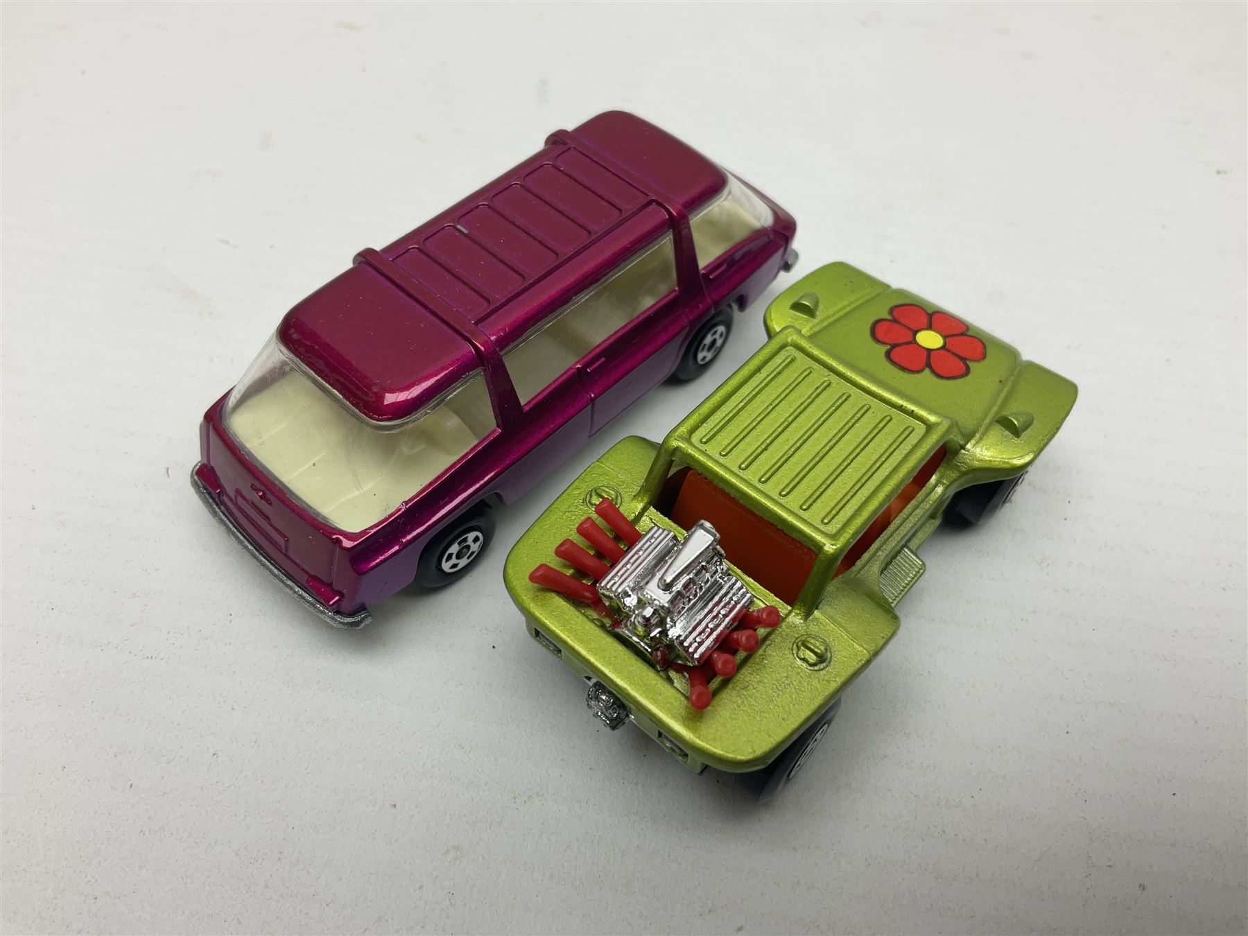 Matchbox 1-75 Series 'Superfast' ex-shop stock - eight models comprising 8f Wildcat Dragster, 9e AMX Javelin, 10e Piston Popper, 13e Baja Buggy, 14d Iso Grifo, 19e Road Dragster, 22d Freeman Intercity Commuter and 23e Volkswagen Camper; all boxed (8)