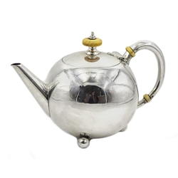  Victorian silver bullet tea pot, makers mark rubbed Sheffield 1885, approx 7oz  