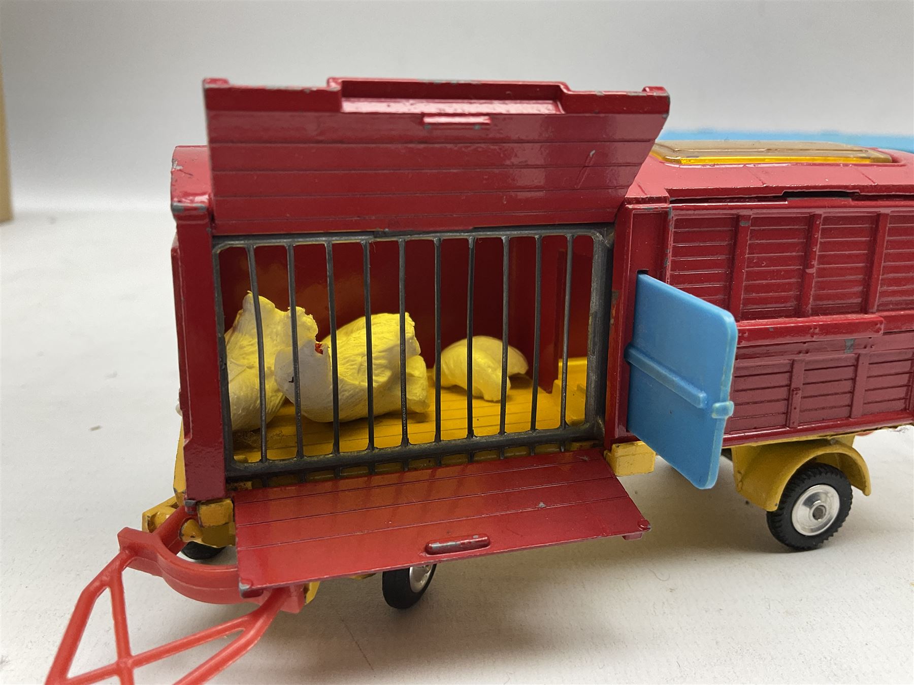 Corgi 'Chipperfields' - Gift Set 19 Land Rover with elephant cage on trailer containing elephant; No.1123 Circus Animal Cage with two Polar Bears; No.1130 Horse Transporter with five horses; No.503 Circus Giraffe Transporter with three giraffes; and No.1121 Crane Truck; all unboxed; together with two other models