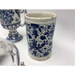 Wedgwood jasperware chamber candlestick, together with blue and white ceramic tankard, footed jug, art glass basket etc