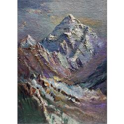Randolph Bezzant Holmes (1888-1973) 'Morning Light on K2', oil on board unsigned, titled and inscribed verso 54cm x 38cm 