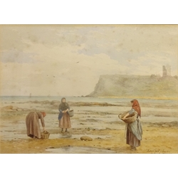  'Fisher-Folk Scarbro', watercolour signed by Edward C Booth (British 1821-post1893), titled and dated 1891, 25cm x 34cm  