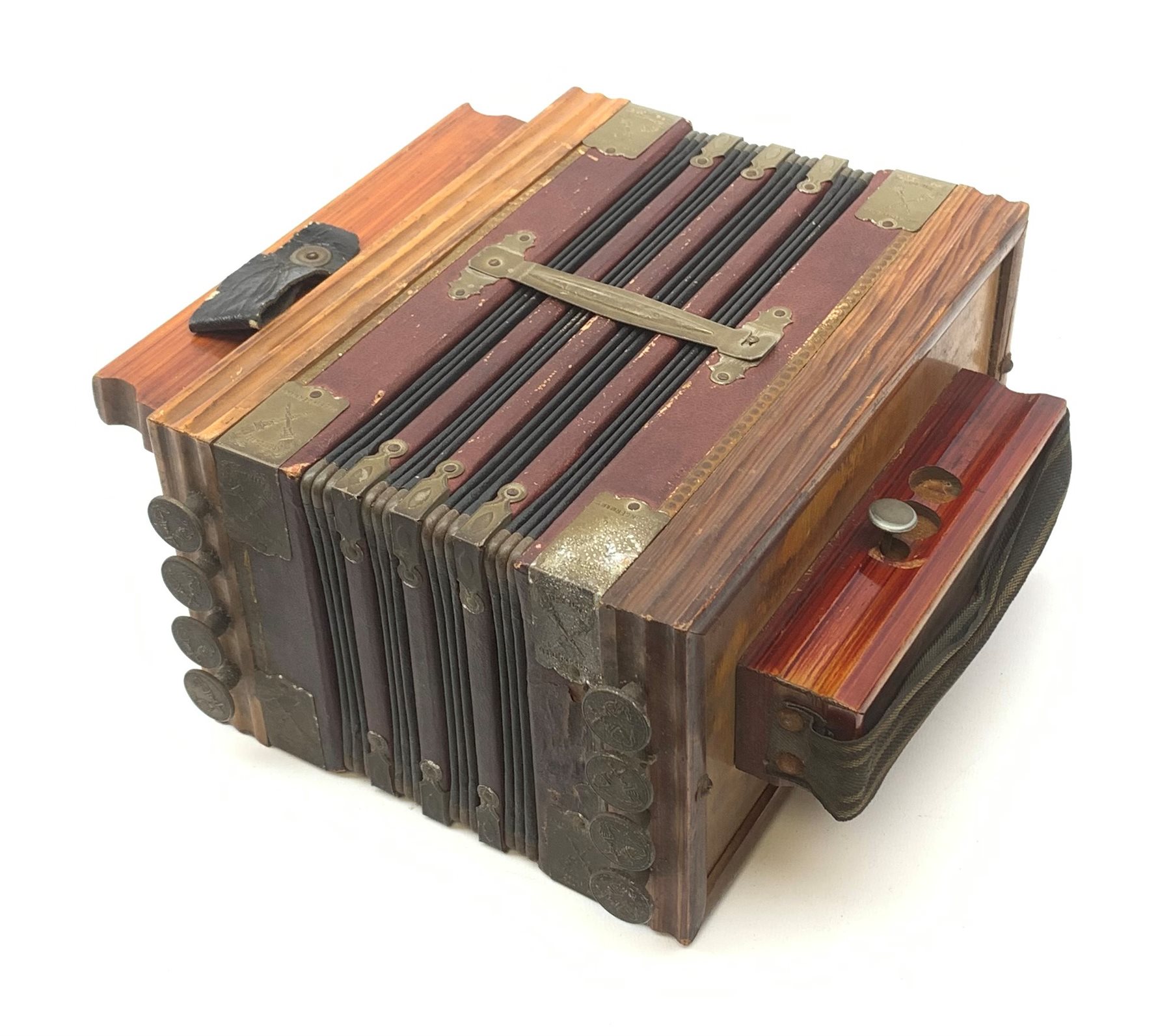 Early 20th century German tenbutton accordion with simulated wood