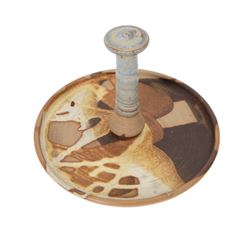 Canterbury Pottery studio pottery cruet set, comprising salt and pepper shaker, mustard pot, oil jug, vinegar jug and stand 