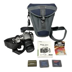 Canon EOS 300D Digital SLR in silver, with Canon 'Zoom Lens EF-S18-55mm 1:3.5-5.6', with soft shell bag and instruction manual