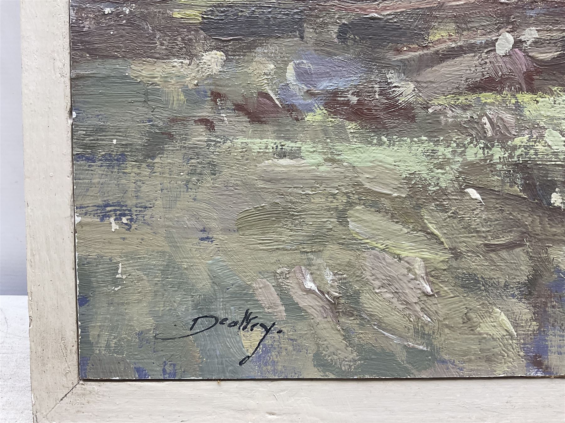 William B Dealtry (British 1915-2007): Sheep in a Landscape, oil on board signed 44cm x 59cm 
Provenance: direct from the family of the artist.