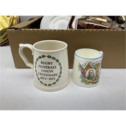 Royal Crown Derby Diamond Jubilee Miniature Loving cup, together with Spode tankard, Century plate of the institute of Chartered accountants, copper kettle and other collectables  