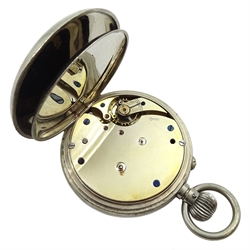 Swiss Goliath nickle cased pocket watch, movement stamped 7032, retailed by Hamilton & Inches, Edinburgh, with crocodile effect leather fitted case also by Hamilton & Inches 