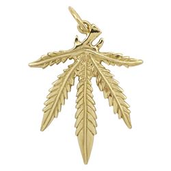 9ct gold cannabis leaf pendant, hallmarked