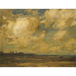 Kershaw Schofield (British 1872-1941): 'Breezy Landscape', oil on board signed, titled ver...