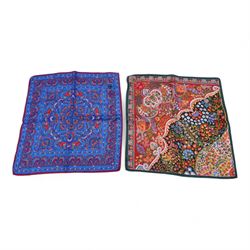 Two Liberty silk scarfs comprising 'Tanjore Gardens' and 'Lodden' both 45cm x 45cm, boxed (2) 