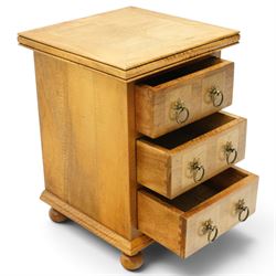 Barker & Stonehouse - pair of contemporary flagstone and mango wood bedside chests, the rectangular inlaid top over three drawers with metal ring handles, on compressed bun feet