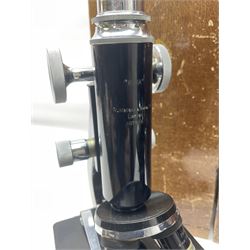 20th century W. Watson & Sons binocular microscope no 98191, in original box, together with W. Watson & Sons Kima microscope no 107846, in original box and Cooke Troughton & Simms binocular microscope no 467926