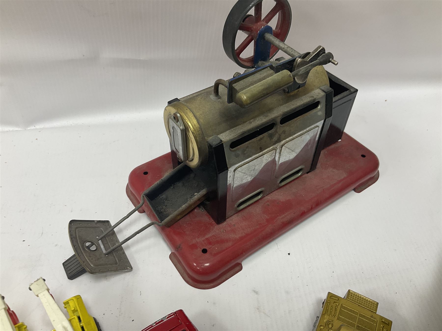 Sutcliffe ‘Sea Wolf’ clockwork atomic submarine, boxed; Mamod SP2 Steam Engine, lacking chimney; with quantity of playworn die-cast vehicles to include Corgi, Matchbox etc