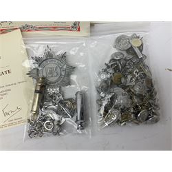 Archive of memorabilia and ephemera relating to Pc. (later Sgt.) Geoffrey Robinson of Dewsbury (later West Yorkshire) police force including cased Long Service and Good Conduct Medal; helmet plates and cap badges, collar numbers and uniform buttons, whistles, certificates, photographs, plaque etc 1960s - 1990s