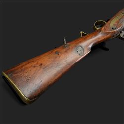 Percussion musket, the 70cm barrel with ramrod under, full walnut stock, with two sling swivels, overall L110cm
Sold as an exempt item under Section 58 (2) of the 1968 Firearms Act, to be held as a curiosity or ornament