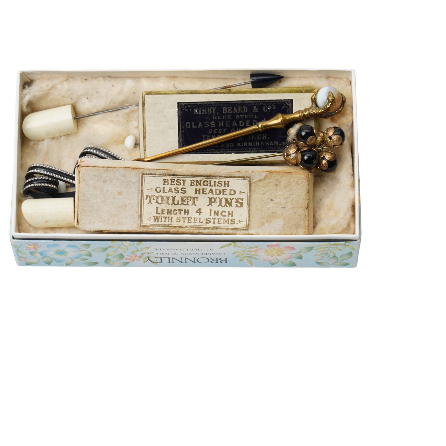 Collection of hat pins and paste set buckles