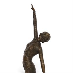 After Demétre Chiparus, Art Deco patinated bronze figure 'Footsteps', modelled as a female dancer with raised arm