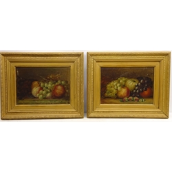  Still Life of Fruit, pair of 19th/early 20th century oil on canvas unsigned 24cm x 34cm (2)  