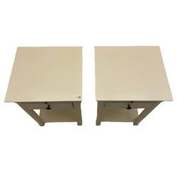 Pair of Willis & Gambier lamp tables, fitted with slide and single drawer