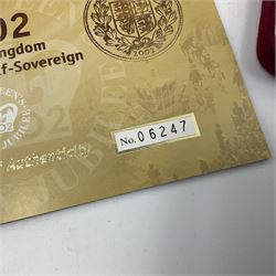 Queen Elizabeth II 2002 gold proof half sovereign coin, cased with certificate