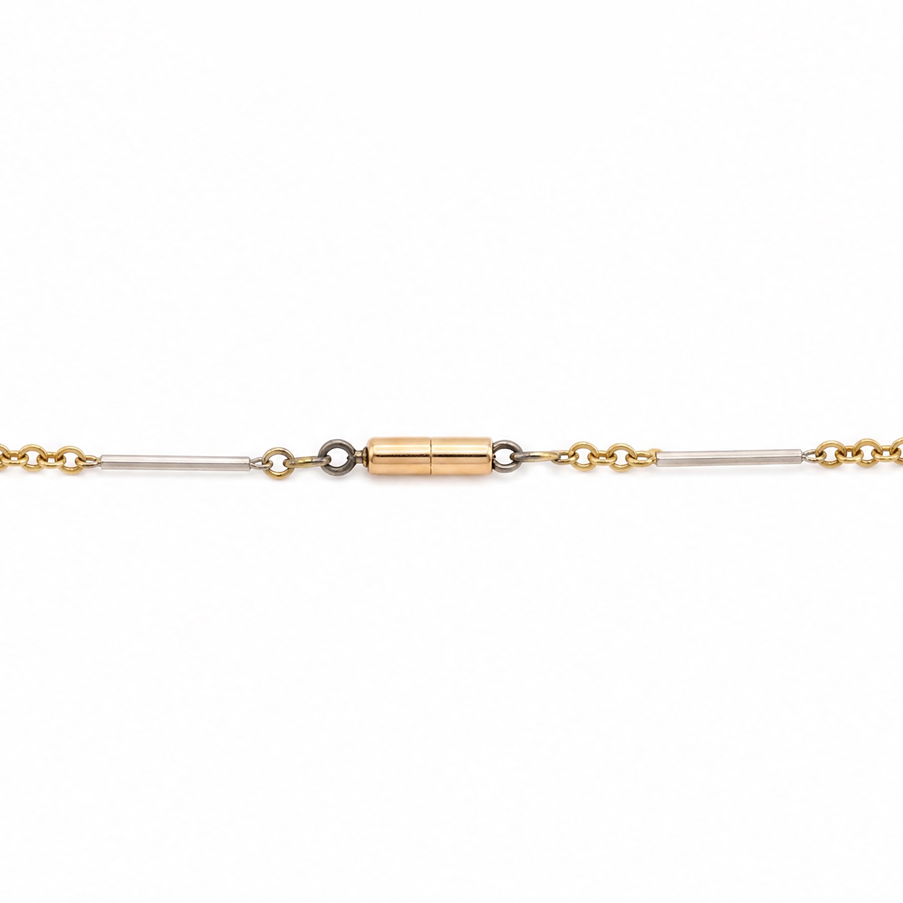 Murrle Bennett & Co Art Nouveau gold boulder opal and pearl pendant, stamped 15ct, on platinum bar and 15ct gold belcher link chain necklace 