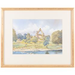 Kenneth W Burton (British 1946-): 'Bolton Abbey - Yorkshire', watercolour signed and titled 25.5cm x 36.5cm
