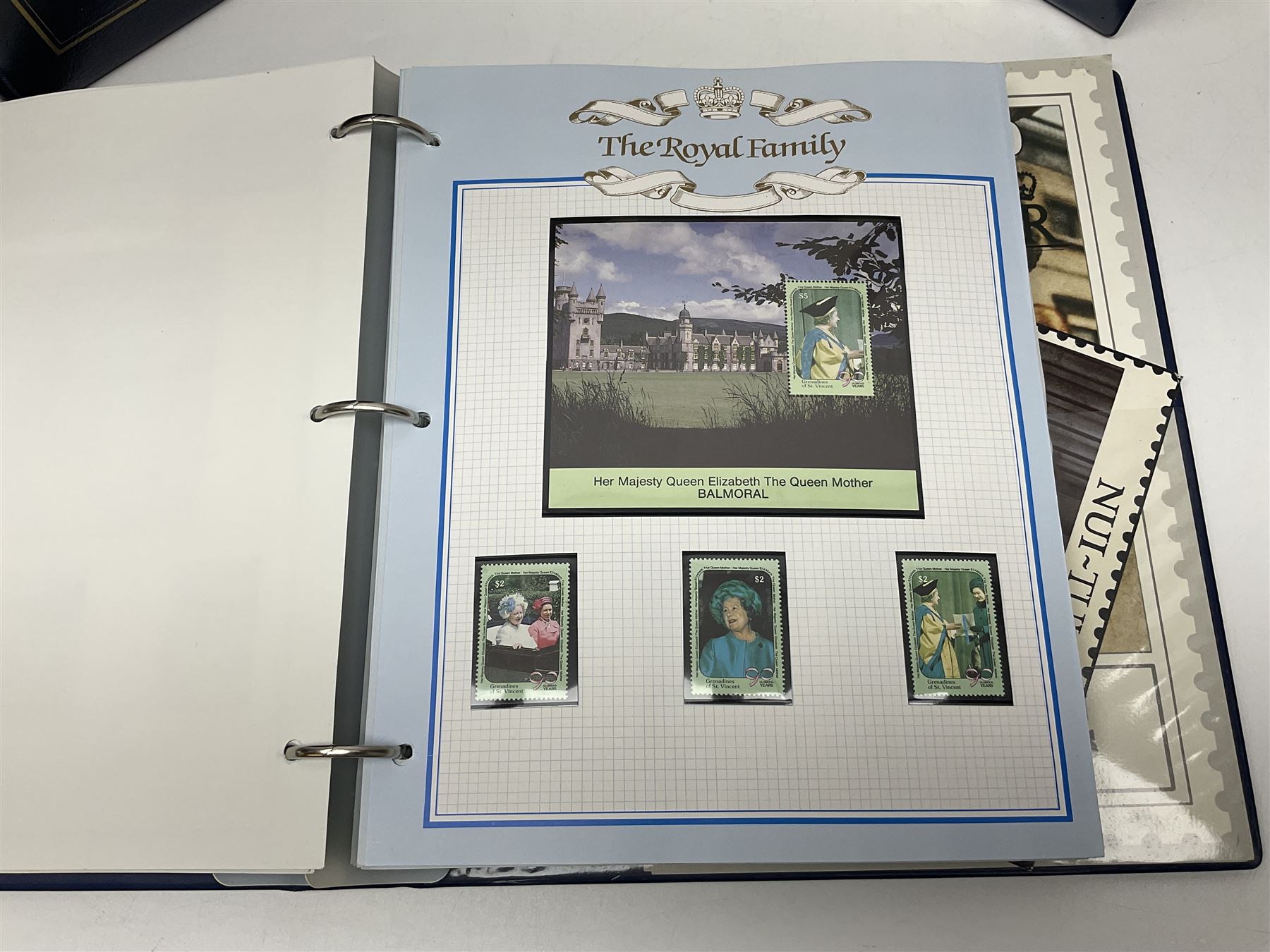 Commemorative stamps mostly relating to the Royal Family and Royal events, including Grenadines of St Vincent, Cayman Islands, Sierra Leone etc, housed in five 'The Royal Family' ring binder albums