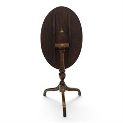 Georgian design mahogany and stained beech oval tilt-top tripod table