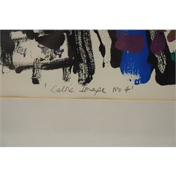 Gillian Ross Kelsey (British 1935-2025): 'Celtic Image No 1' and 'Celtic Image No 2', two acrylic monotypes signed and titled in pencil max 70cm x 110cm (2)
