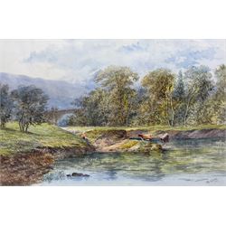 John Rock Jones (British c1836-c1898): 'Weetwood Bridge near Wooler', watercolour signed and dated 1985, titled verso 37cm x 56cm