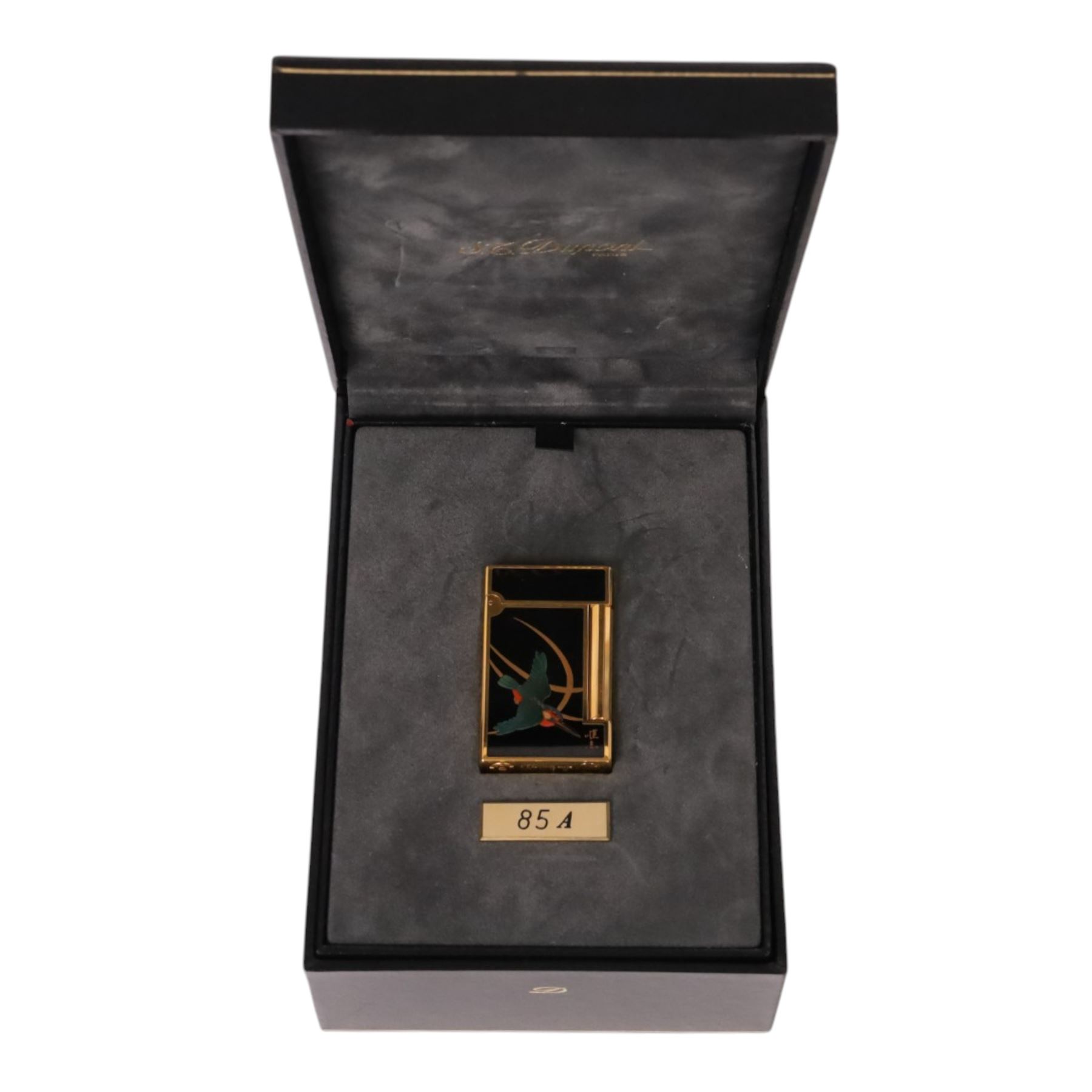 S J Dupont - Kawasemi, by artist Tadashi Inami, the Kingfisher Maki-E lighter with serial number 19CJN97, in the original presentation box