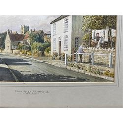 John Cecil Lund (British 1932-): 'Monday Morning - Walton' and 'Village Pond', two watercolours signed, titled on the mount, max 19cm x 32cm (2)