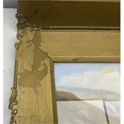 J Rogers (British 19th/20th century): Lake Scene and Coastal Scene, pair watercolours signed 20cm x 53cm (2)