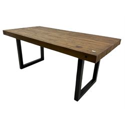 Rustic pine rectangular dining table, and four chairs