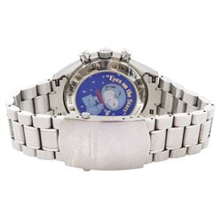 Omega Speedmaster Professional “Eyes on the Stars” Silver Snoopy Award stainless steel limited edition manual wind wristwatch, Ref. 3578.51.00, Cal. 1861, serial No. 77118140, on original stainless steel bracelet, with fold-over clasp, boxed with papers, warranty card dated 2003 and additional bracelet link