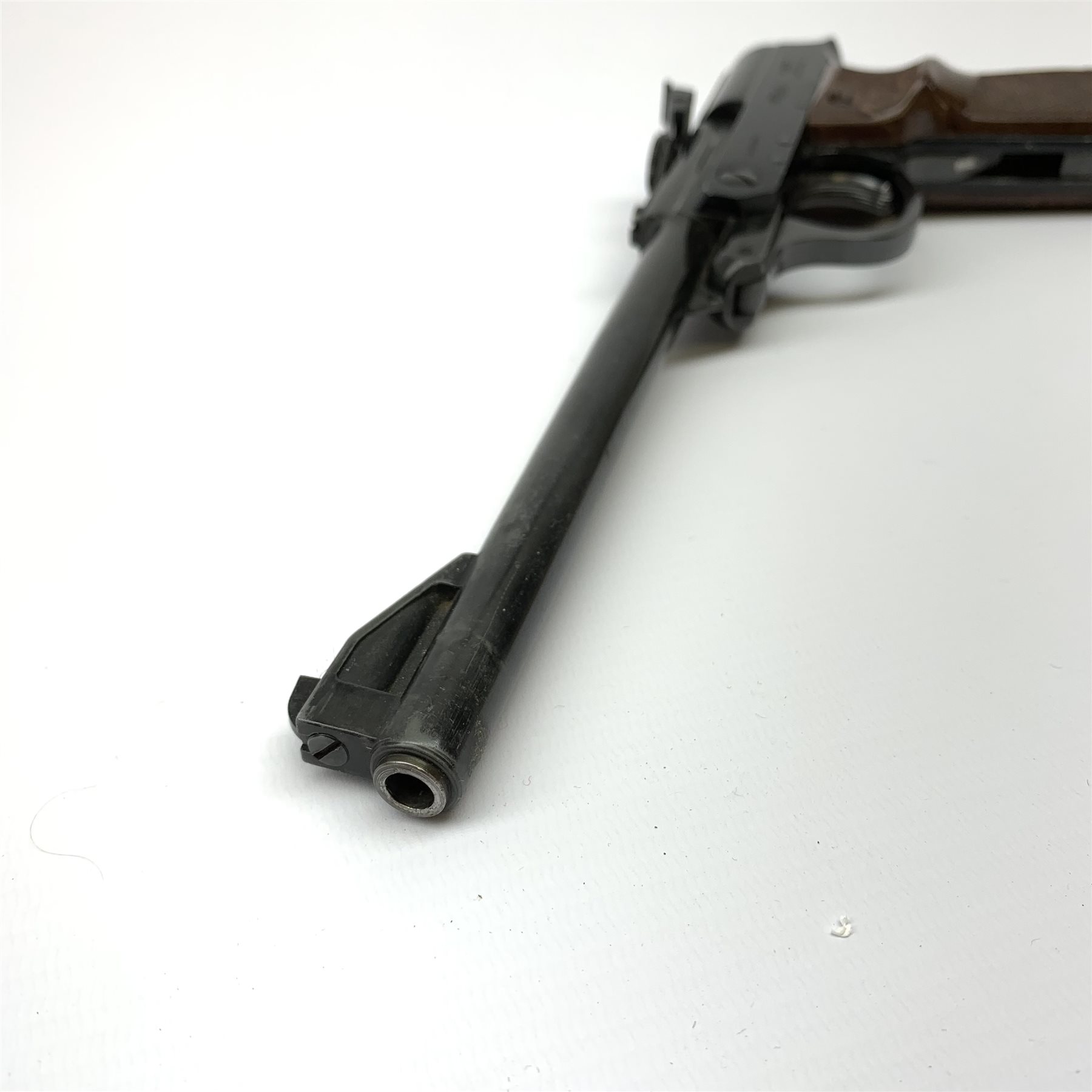 Walther .177 CO2 powered air pistol model LP53 with John Walker conversion, serial no.014371 L31cm, with associated paperwork