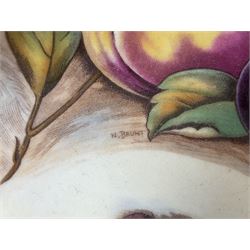 Aynsley Orchard gold pattern trio and vase, together with Edwardian Bone China plate, decorated with fruit, signed D. Wilson